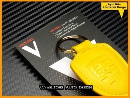 Porsche Yellow / Sarı Deri Porsche Anahtarlık