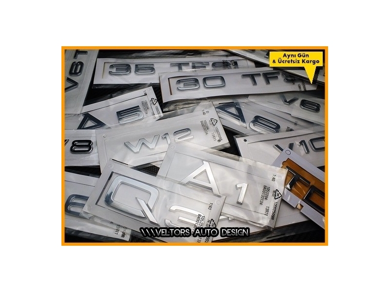 Audi A1 A3 A4 A5 A6 A7 A8 Q3 Q5 Q7 Bagaj Yazı Logo Amblem