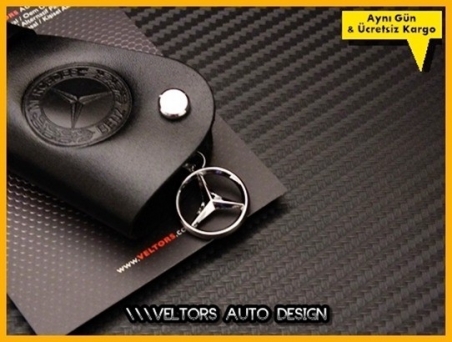 Mercedes Gerçek Deri Logo Amblem Anahtarlık
