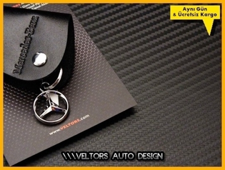 Mercedes Gerçek Deri Logo Amblem Anahtarlık