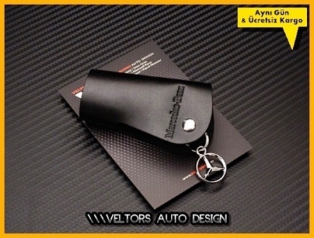 Mercedes Gerçek Deri Logo Amblem Anahtarlık
