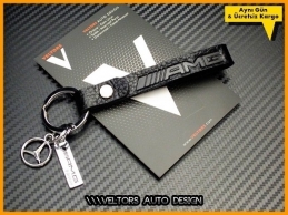 Mercedes AMG Logo Amblem Özel Deri Krom AMG Anahtarlık