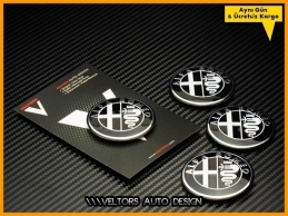 Alfa Romeo Jant Göbeği Göbek Kapak Logo Amblem Seti