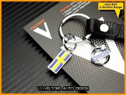 Volvo Logo Amblem Deri Anahtarlık