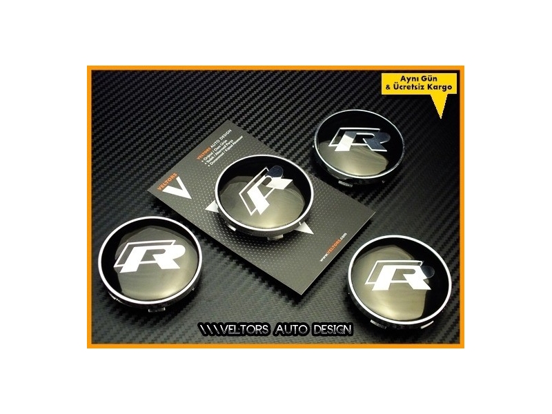 VW R Line Logo Amblem R Jant Göbeği Göbek Kapak Seti