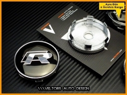 VW R Line Logo Amblem R Jant Göbeği Göbek Kapak Seti