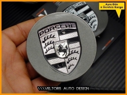 Porsche Logo Amblem Dark Jant Göbeği Göbek Kapak Seti Porsche Logo Amblem Dark Jant Göbeği Göbek Kapak Seti