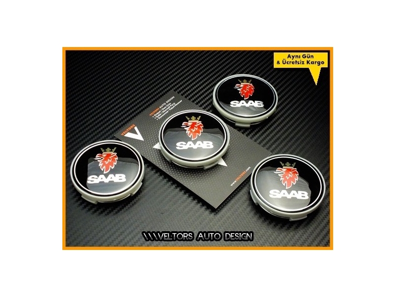Saab Logo Amblem Jant Göbeği Göbek Kapak Seti