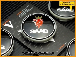 Saab Logo Amblem Jant Göbeği Göbek Kapak Seti