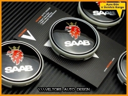 Saab Logo Amblem Jant Göbeği Göbek Kapak Seti