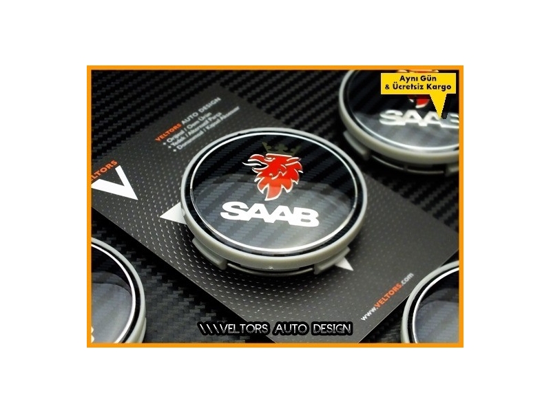 Saab Logo Amblem Jant Göbeği Göbek Kapak Seti