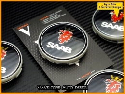 Saab Logo Amblem Jant Göbeği Göbek Kapak Seti