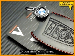 BMW Gerçek Deri BMW Logo Amblem Anahtarlık
