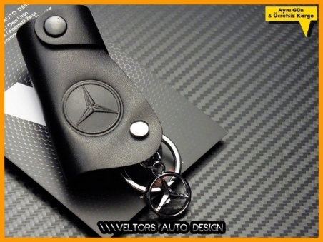 Mercedes Gerçek Deri Logo Amblem Anahtarlık