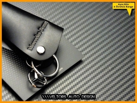 Mercedes Gerçek Deri Logo Amblem Anahtarlık