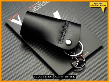 Mercedes Gerçek Deri Logo Amblem Anahtarlık