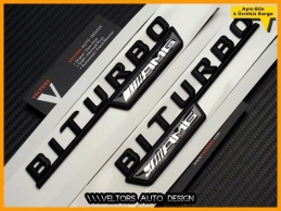 Mercedes Black / Siyah AMG BiTurbo Logo Amblem Seti Mercedes Black / Siyah AMG BiTurbo Logo Amblem Seti