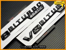 Mercedes Black / Siyah V8 Biturbo 4 Matic Logo Amblem Seti