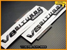 Mercedes Black / Siyah V8 Biturbo 4 Matic Logo Amblem Seti