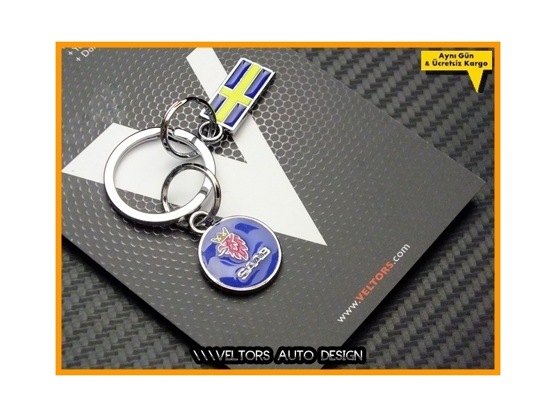 Saab Logo Amblem Özel 3D Krom Anahtarlık