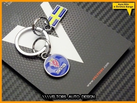 Saab Logo Amblem Özel 3D Krom Anahtarlık