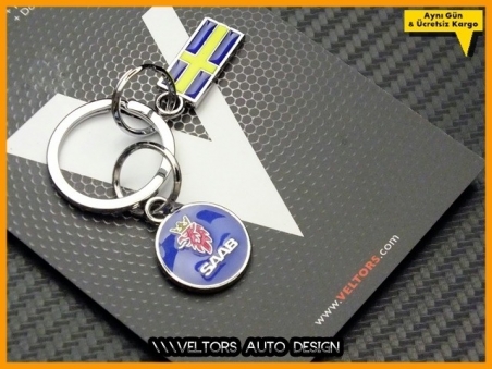 Saab Logo Amblem Özel 3D Krom Anahtarlık