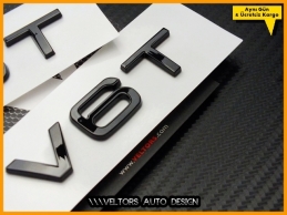 Audi V6 / V6 T Piano Black / Parlak Siyah Yan Çamurluk Logo Amblem