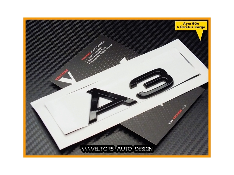 Audi Piano Black / Parlak Siyah A3 Bagaj Yazı Logo Amblem