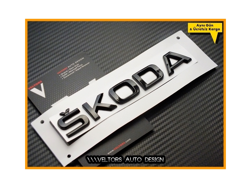 Skoda Siyah / Black Bagaj Yazı Skoda Logo Amblem