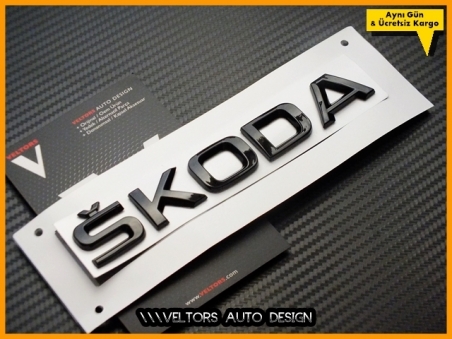Skoda Siyah / Black Bagaj Yazı Skoda Logo Amblem