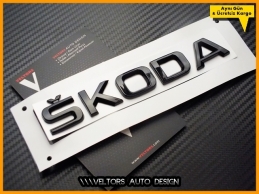 Skoda Siyah / Black Bagaj Yazı Skoda Logo Amblem