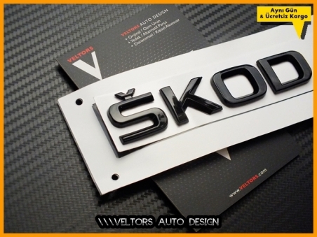 Skoda Siyah / Black Bagaj Yazı Skoda Logo Amblem