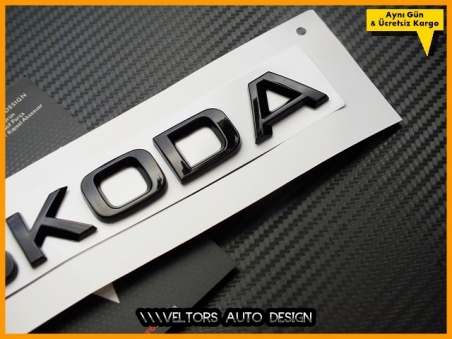 Skoda Siyah / Black Bagaj Yazı Skoda Logo Amblem
