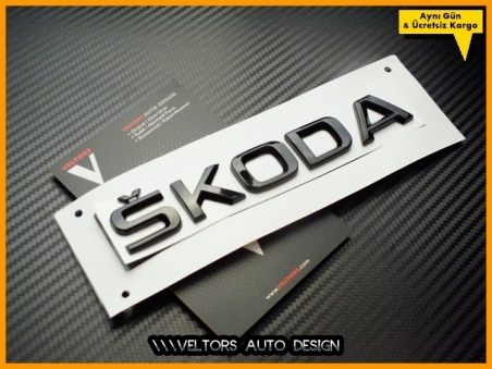 Skoda Siyah / Black Bagaj Yazı Skoda Logo Amblem
