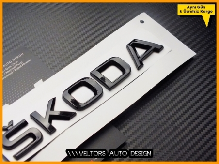 Skoda Siyah / Black Bagaj Yazı Skoda Logo Amblem
