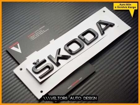 Skoda Siyah / Black Bagaj Yazı Skoda Logo Amblem