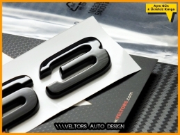 Audi Piano Black / Parlak Siyah A3 S Line S3 Bagaj Yazı Logo Amblem