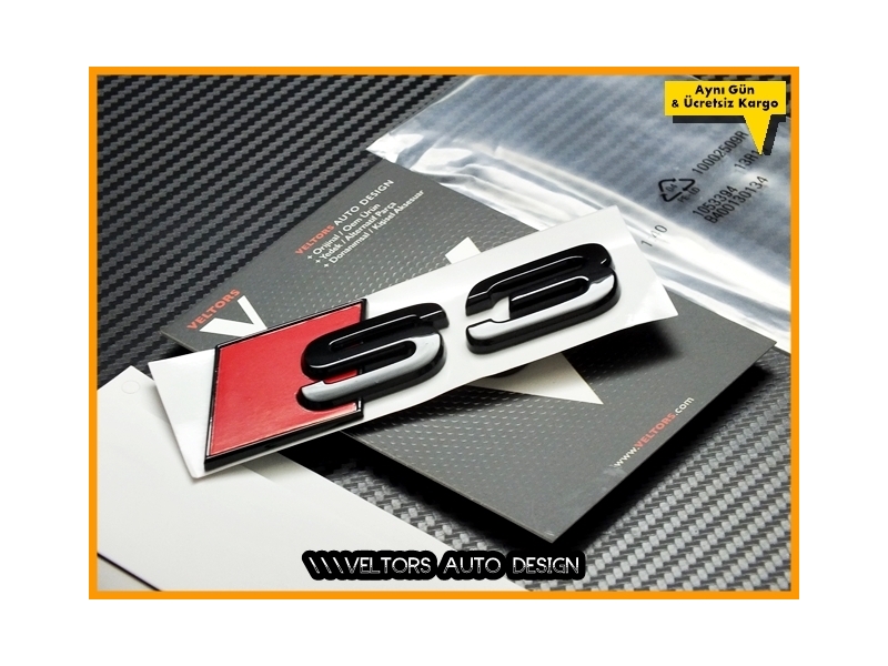 Audi Piano Black / Parlak Siyah A3 S Line S3 Bagaj Yazı Logo Amblem