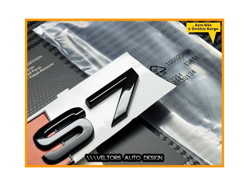 Audi Piano Black / Parlak Siyah A7 S Line S7 Bagaj Yazı Logo Amblem