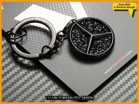 Mercedes Parlak Siyah Logo Amblem Anahtarlık