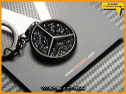 Mercedes Parlak Siyah Logo Amblem Anahtarlık