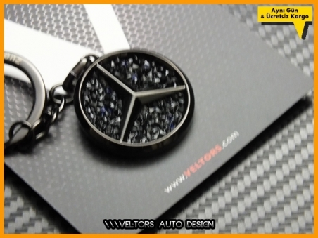 Mercedes Parlak Siyah Logo Amblem Anahtarlık