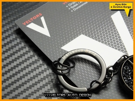 Mercedes Parlak Siyah Logo Amblem Anahtarlık