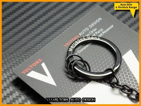 Mercedes Parlak Siyah Logo Amblem Anahtarlık