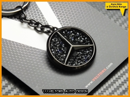 Mercedes Parlak Siyah Logo Amblem Anahtarlık