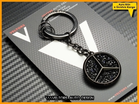 Mercedes Parlak Siyah Logo Amblem Anahtarlık