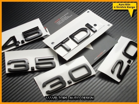Audi Piano Black / Parlak Siyah TDI Serisi Bagaj Yazı Logo Amblem