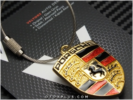 Porsche Gold Logo Amblem Porsche Anahtarlık