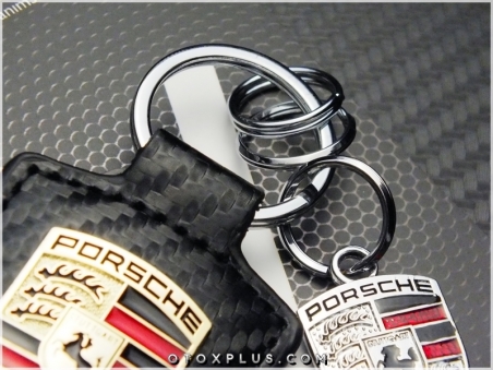 Porsche Logo Amblem Carbon Deri Porsche Anahtarlık