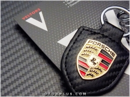 Porsche Logo Amblem Carbon Deri Porsche Anahtarlık